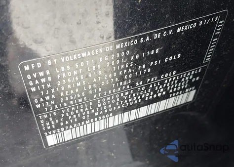 2019 Volkswagen Tiguan 2.0T Se/2.0T Sel/2.0T Sel R-Line/2.0T Sel R-Line Black z USA, uszkodzony, nr VIN 3VV2B7AX1KM083608